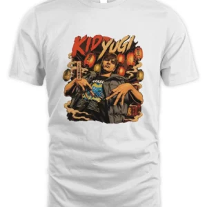 T-Shirt Unisex Kid Yugi Stile Anime Urbano con Lanterne Rosse