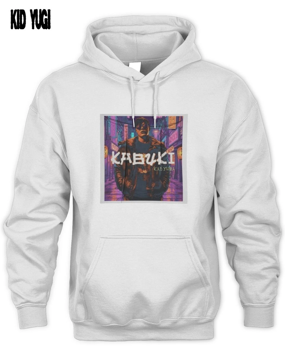 Kid Yugi Volto Kabuki Grafica Retrò Stile Neon Urbano T-Shirt 2 Kid Yugi Volto Kabuki Neon Felpa Unisex Hoodie