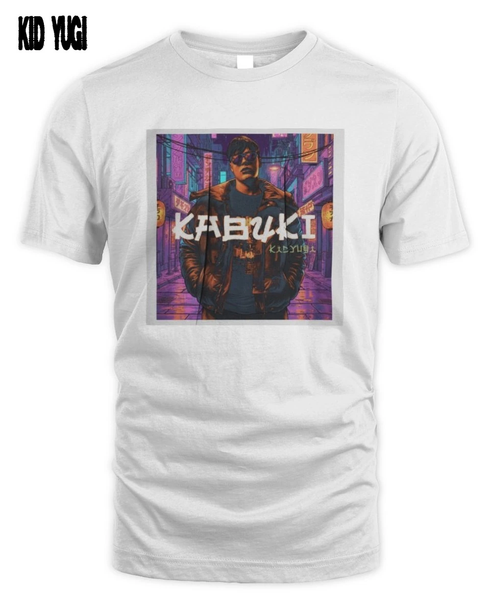 Kid Yugi Volto Kabuki Grafica Retrò Stile Neon Urbano T-Shirt 1 Kid Yugi Volto Kabuki Neon T-Shirt Unisex Standard
